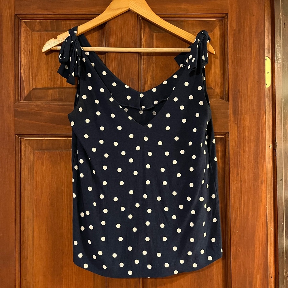 Sezane Lara Blouse Pois Écru Fond Marine - Size 36